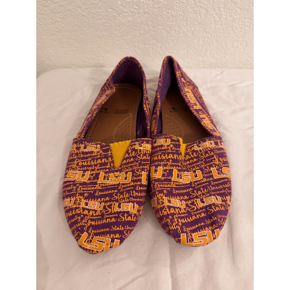 LSU Tigers Louisiana State University Canvas Slip‎ On Shoes Women Size L 9.5-10
